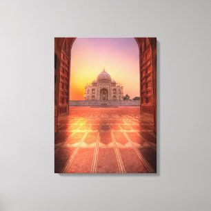 Monuments   Taj Mahal, India at Sunset Canvas Print