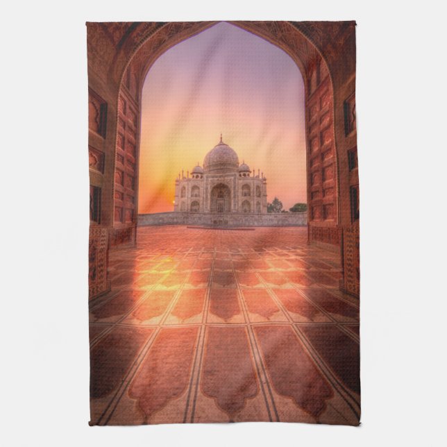 Monuments | Taj Mahal, India at Sunset Kitchen Towel (Vertical)