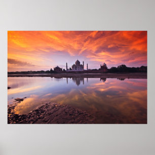 Monuments Taj Mahal Sunset Poster