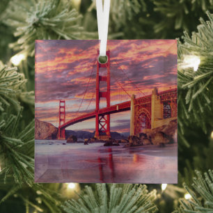 Monuments   The Golden Gate San Francisco, CA Glass Ornament