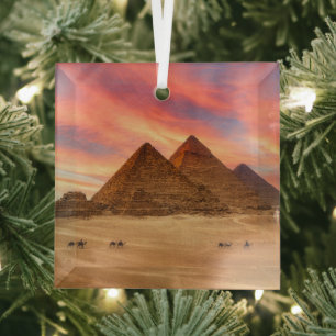 Monuments   The Great Pyramids Glass Ornament