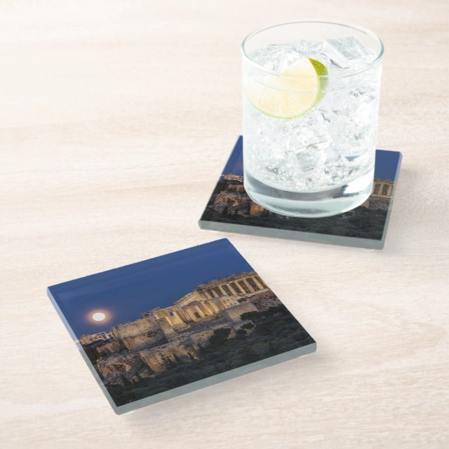 Monuments | The Parthenon Athens, Greece Glass Coaster (Angled)