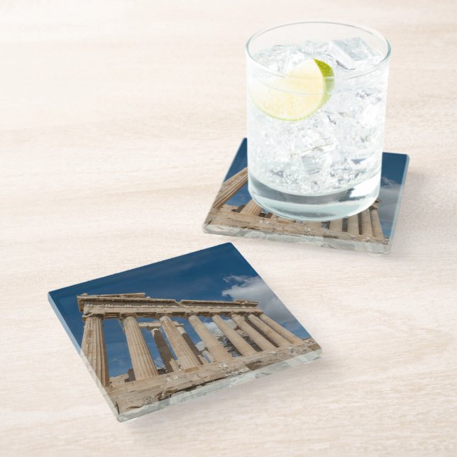 Monuments | The Parthenon, Greece Glass Coaster (Angled)
