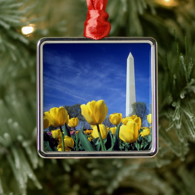 Monuments | Washington Monument in Spring Metal Ornament (Tree)
