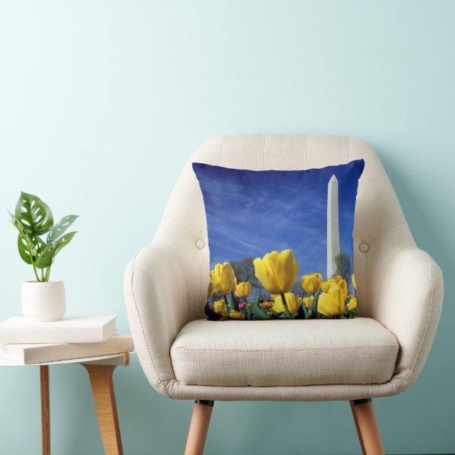Monuments | Washington Monument in Spring Throw Pillow (Chair)