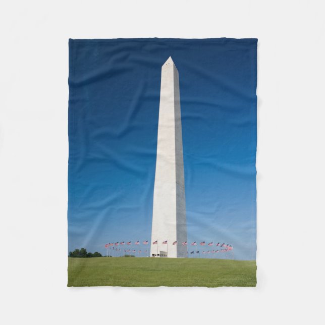 Monuments | Washington Monument with Flags Fleece Blanket (Front)