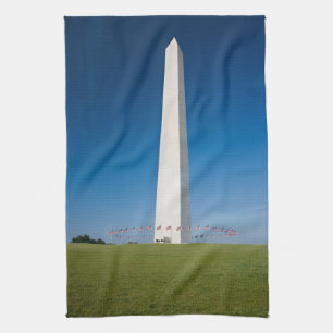 Monuments Washington Monument with Flags Kitchen Towel