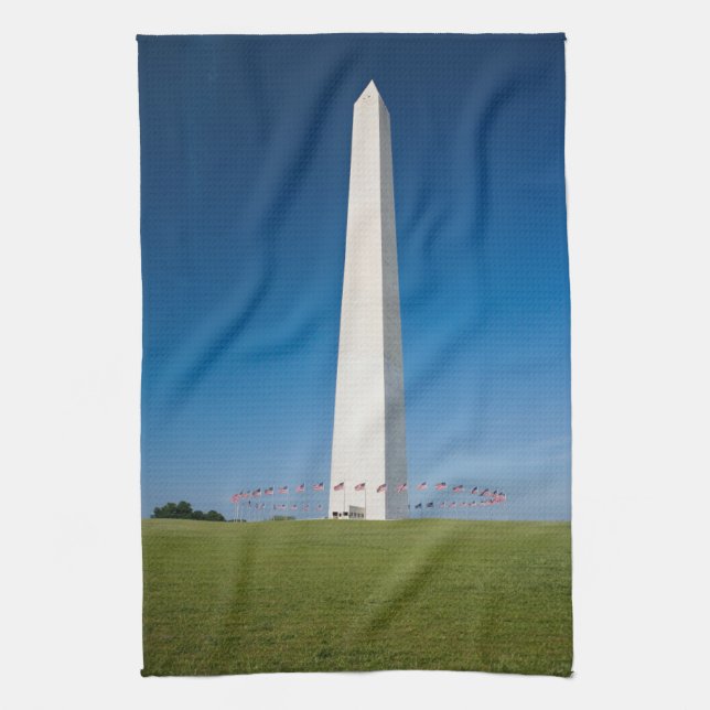 Monuments | Washington Monument with Flags Kitchen Towel (Vertical)