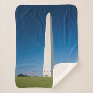 Monuments   Washington Monument with Flags Sherpa Blanket