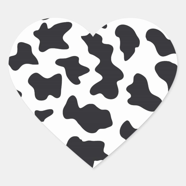 MOO Black and White Dairy Cow Pattern Print Gifts Heart Sticker (Front)
