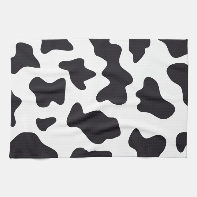 MOO Black and White Dairy Cow Pattern Print Gifts Kitchen Towel (Horizontal)