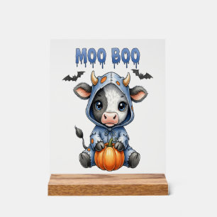 Moo Boo Halloween Cow Acrylic Sign