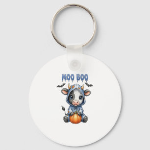 Moo Boo Halloween Cow Keychain