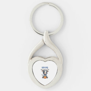 Moo Boo Halloween Cow Keychain