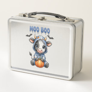 Moo Boo Halloween Cow Metal Lunch Box