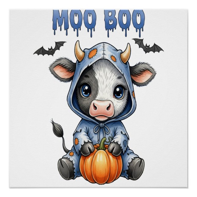 Moo Boo Halloween Cow Poster (Front)