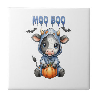 Moo Boo Halloween Cow Tile