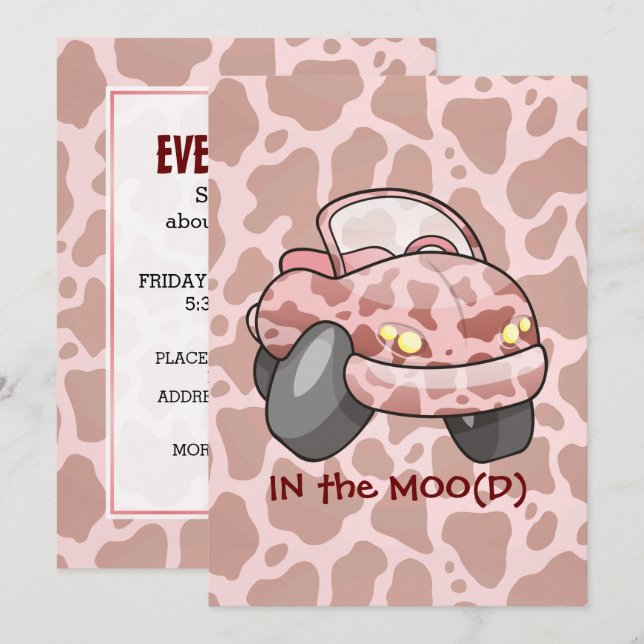Moo Car Invitation (Front/Back)