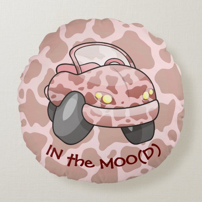 Moo Car Round Pillow (Front)