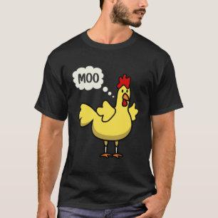 MOO Chicken  Yellow Hen Cow Chickens  Humour T-Shirt