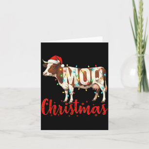 Moo Christmas Funny Cow Lovers Cattle Famer Farmin Card