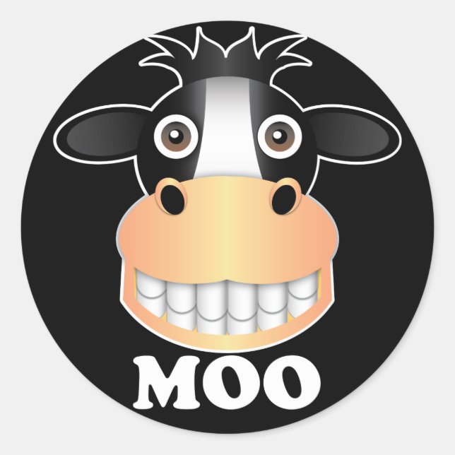 Moo - Classic Round Sticker, Glossy Classic Round Sticker (Front)