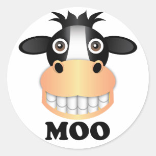 Moo - Classic Round Sticker, Glossy Classic Round Sticker