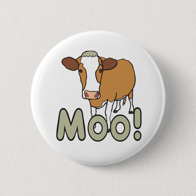 Moo Cow 2 Inch Round Button (Front)