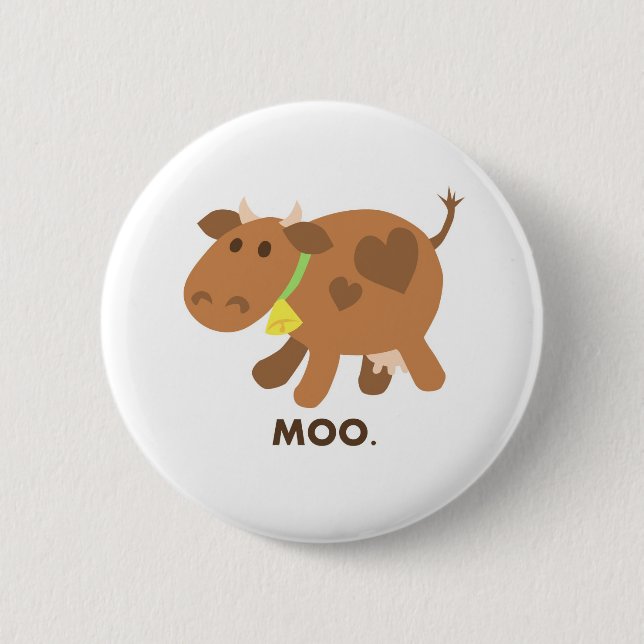 Moo Cow 2 Inch Round Button (Front)