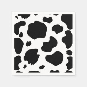Moo Cow Spots Print Black & White Birthday Party Napkin
