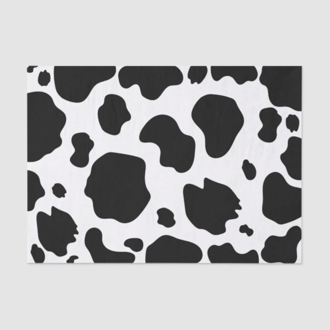 Moo Cow Spots Print Black & White Birthday Party Tissue Paper (Front)