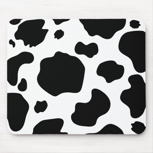 Moo Cow Spots Print Black & White Rustic Farm Mouse Pad (Front)