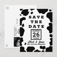 Moo Cow Spots Print Black & White Save the Date