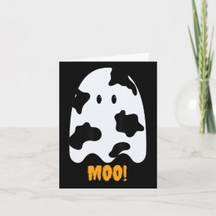 Moo! Cute Fun Cow Print Ghost Halloween Tee  Card