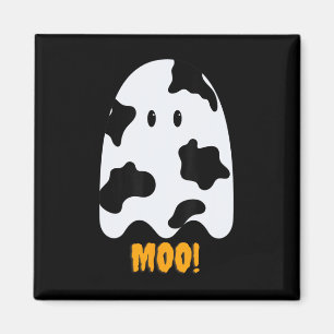 Moo! Cute Fun Cow Print Ghost Halloween Tee  Magnet