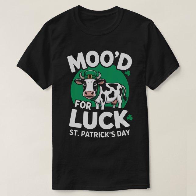 Moo’d for Luck – Funny Cow St. Patrick’s Day Tee (Design Front)