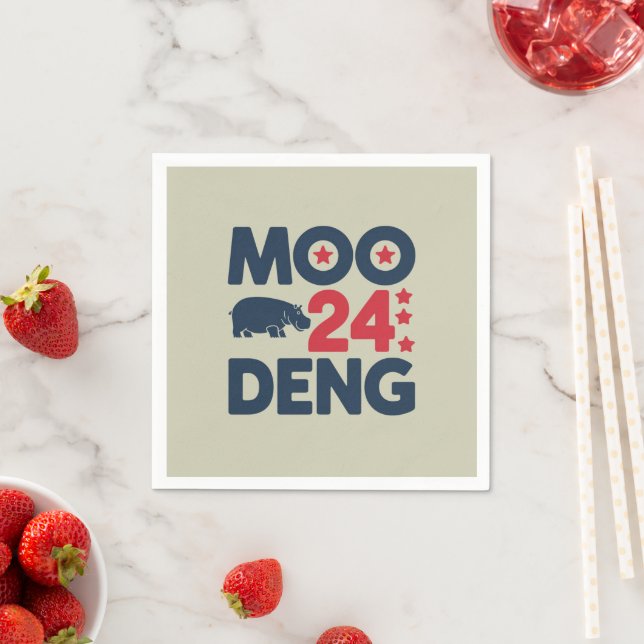Moo Deng 2024 Moo Deng Moo Deng Cute Baby Hippo Napkin (Insitu)