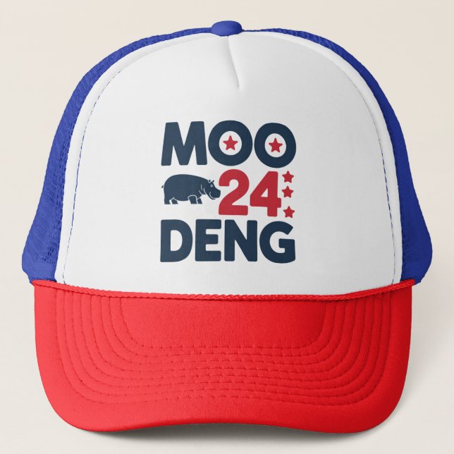 Moo Deng 2024 Moo Deng Moo Deng Cute Baby Hippo Trucker Hat (Front)