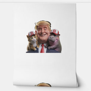 Moo Deng 24 Trump’s Wild Ride with Cat and Hippo!  Wallpaper