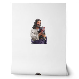 Moo Deng and Jesus A Loving Scene of Faith and Joy Wallpaper