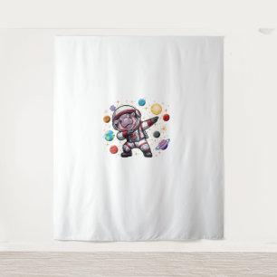 Moo Deng Astronaut Dabbing In Space Cosmic Galaxy Tapestry