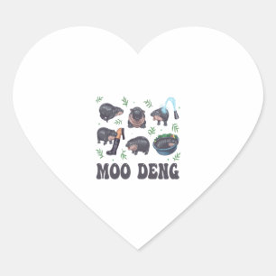 Moo Deng Baby Hippo Collection Cute Animal Cartoon Heart Sticker