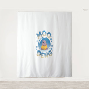 Moo Deng Baby Hippo in Raincoat Cute Animal Cartoo Tapestry