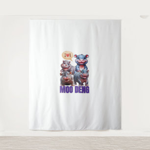 Moo Deng Baby Hippo Moo Deng Bouncy Cute Moo Dang Tapestry