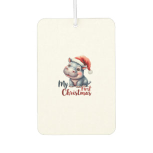 Moo Deng Baby Hippo My First Christmas Cute Santa Air Freshener