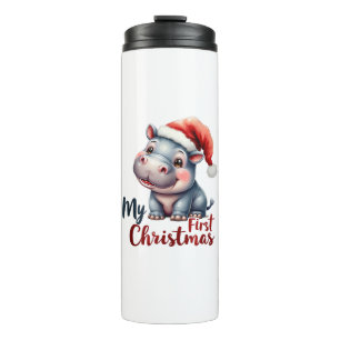 Moo Deng Baby Hippo My First Christmas Cute Santa  Thermal Tumbler