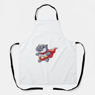 Moo Deng Baby Hippo Superhero Kids Cute Fun Boys G Apron