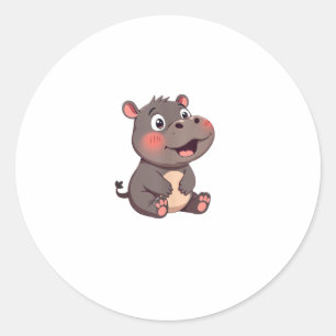 Moo-Deng Baby Pygmy Hippo Cute Baby Hippo Moodeng  Classic Round Sticker