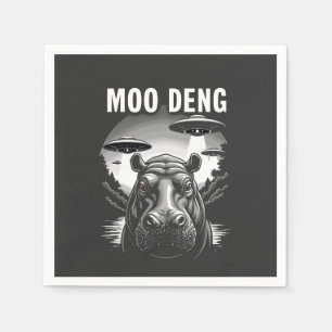 Moo Deng Baby Pygmy Hippo UFO Aliens Napkin