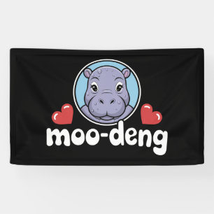 Moo Deng Bouncy Pig in Thai Picture Baby Hippo Banner